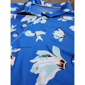 Peter Millar Womens Blue Floral Sleeveless Golf Polo Shirt UPF 50+ Large